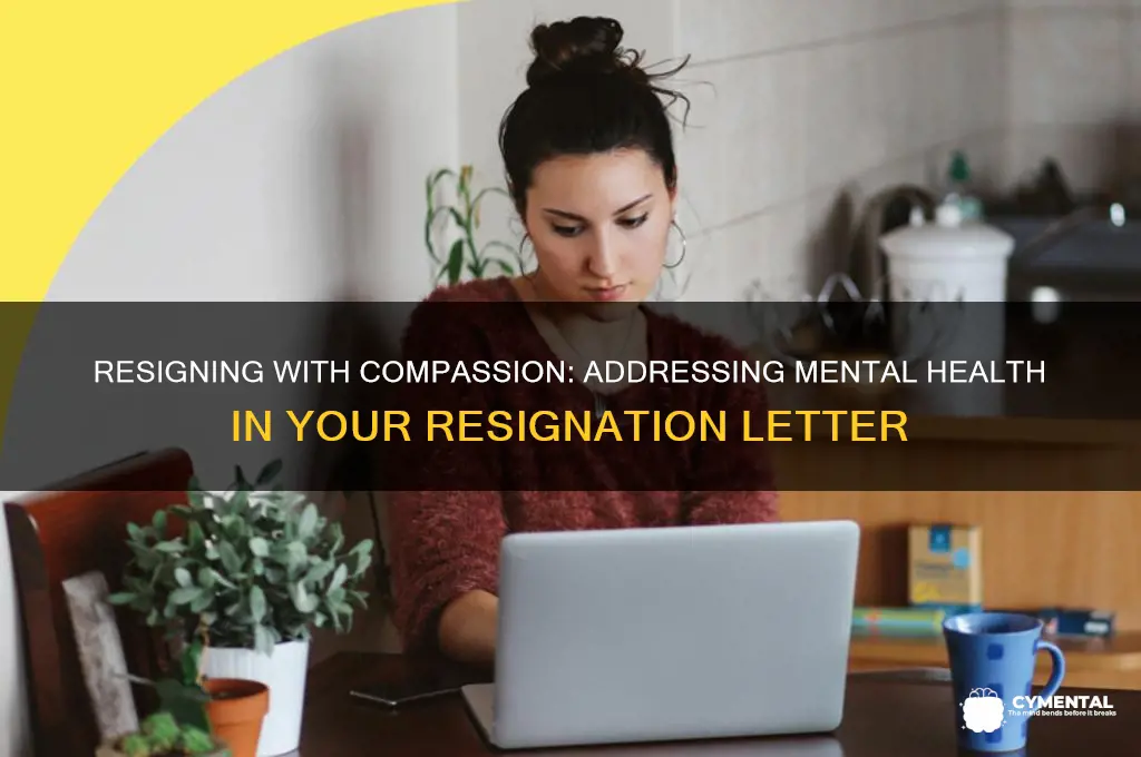 how to include mental issue in letter of resignation